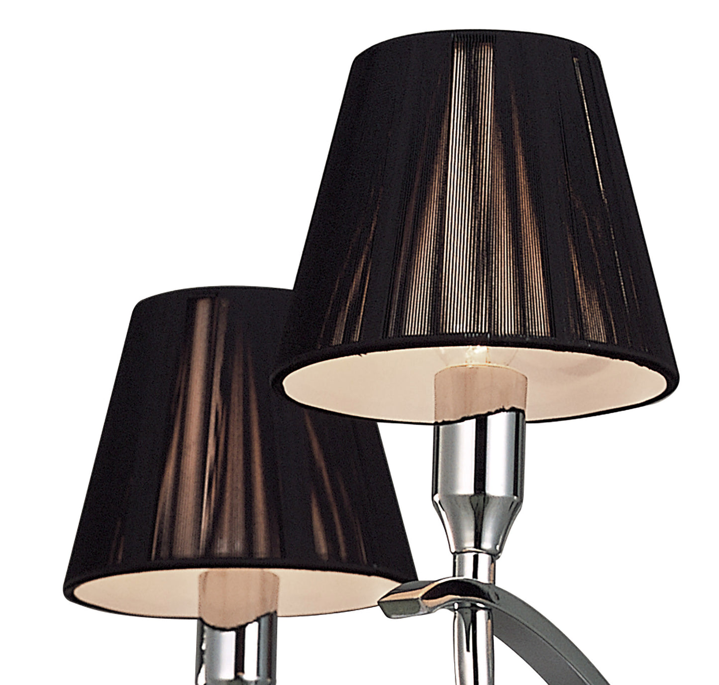 Siena Pendant Round 4 Light E14, Polished Chrome With Black Shades And Black Crystal by Mantra