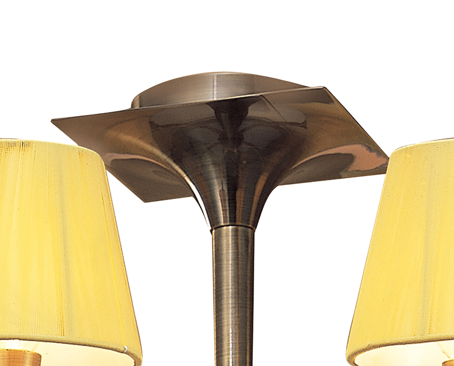 Siena Semi Flush Round 6 Light E14, Antique Brass With Amber Cream Shades And Amber Crystal by Mantra