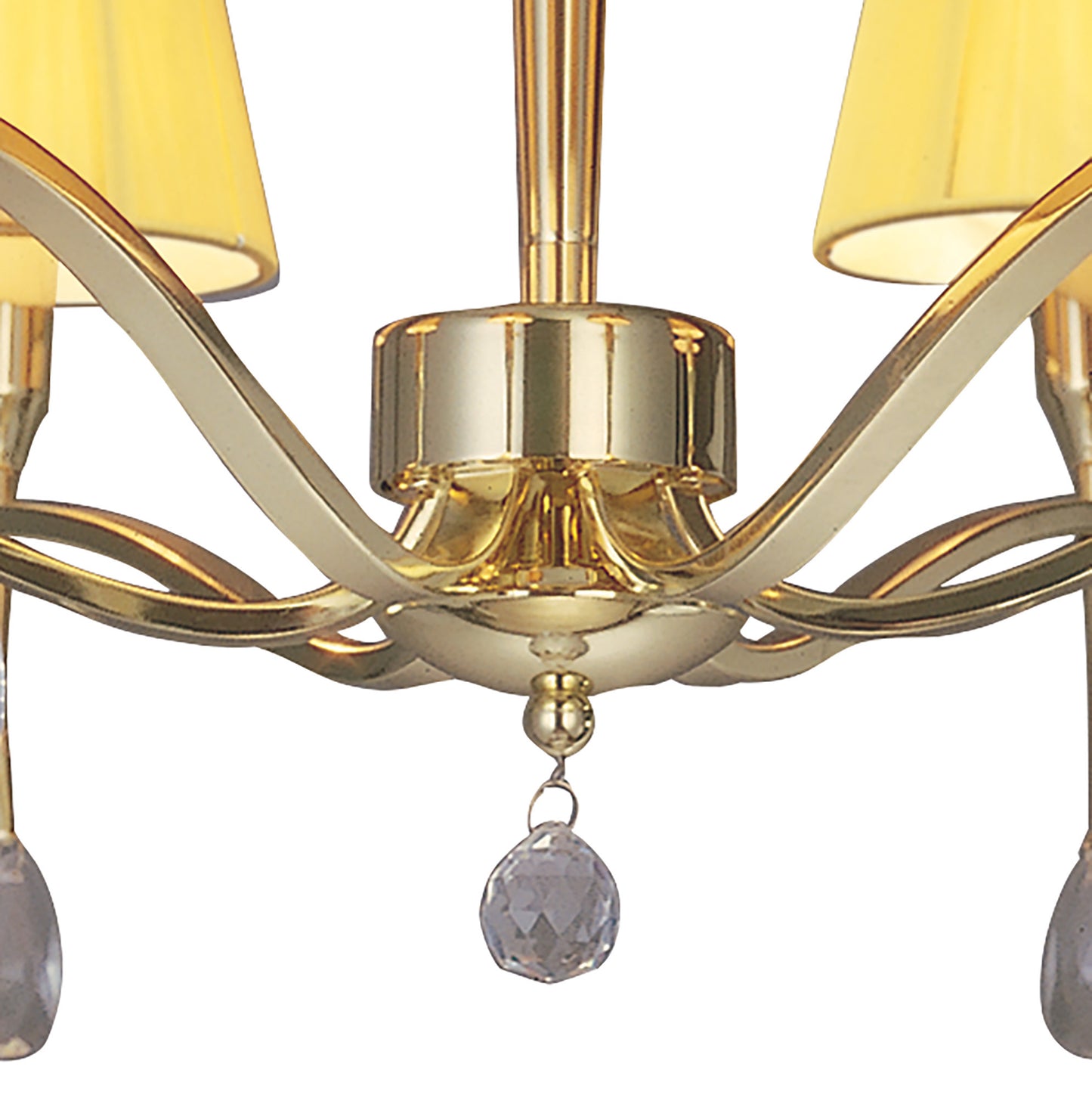 Siena Semi Flush Round 6 Light E14, Polished Brass With Amber Cream Shades And Clear Crystal by Mantra