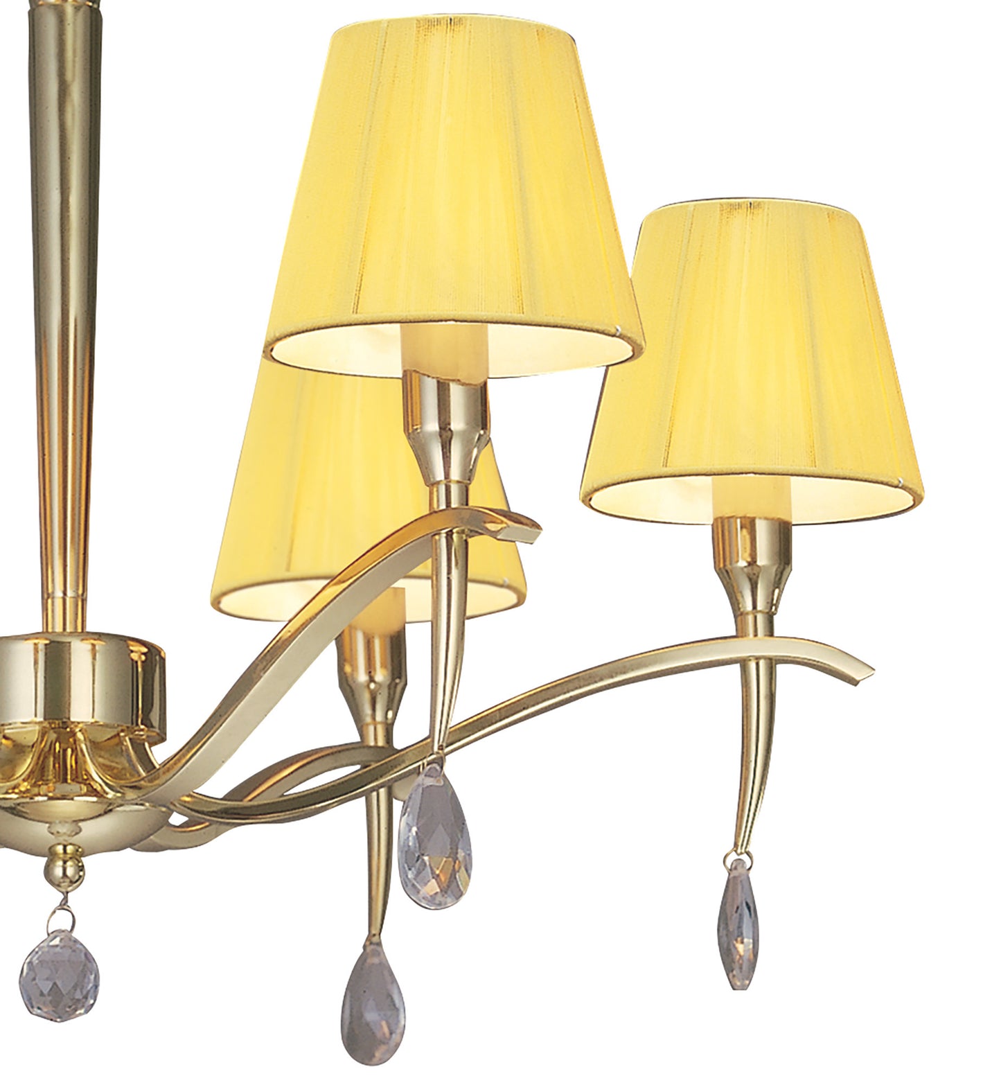 Siena Semi Flush Round 6 Light E14, Polished Brass With Amber Cream Shades And Clear Crystal by Mantra