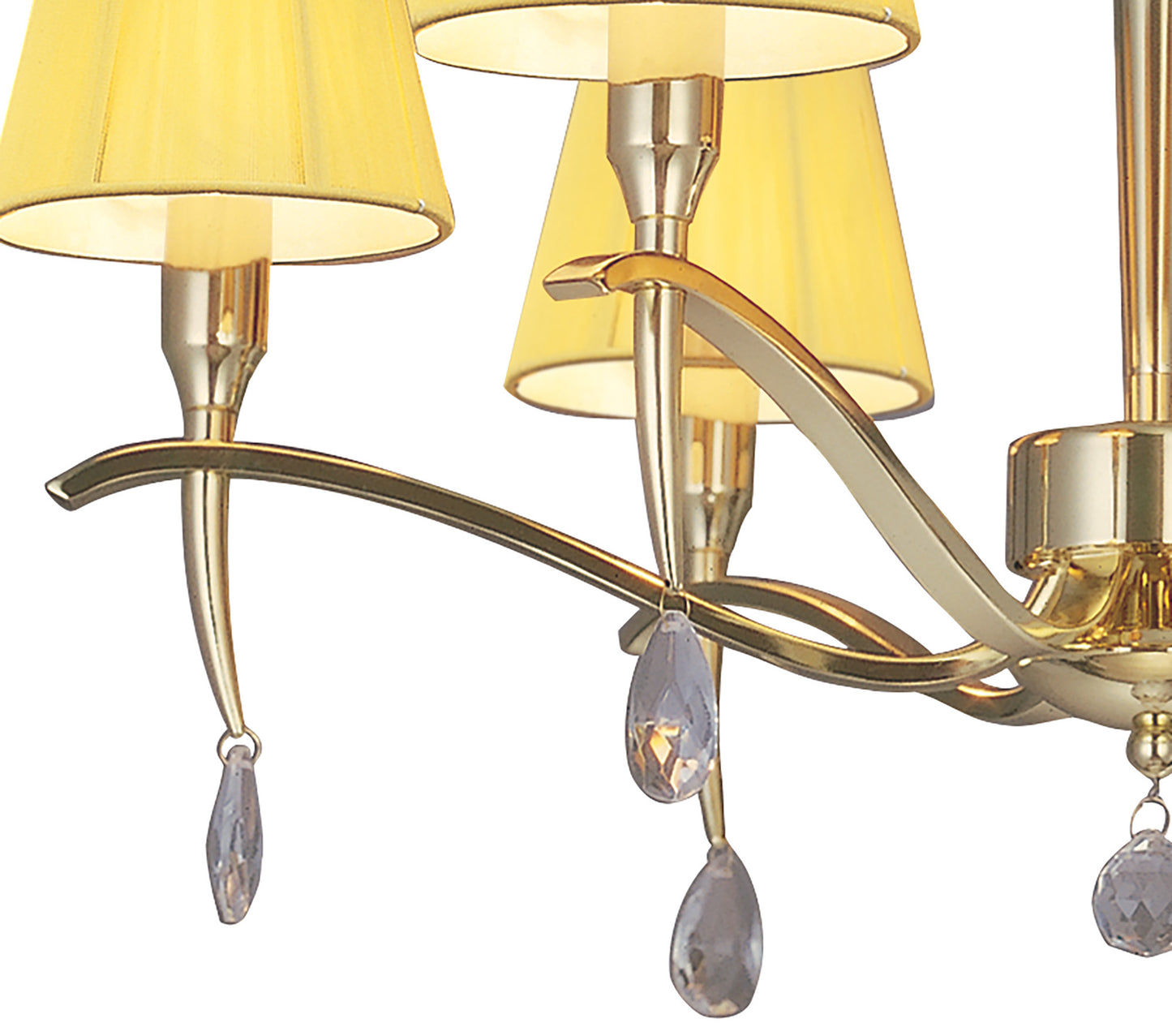 Siena Semi Flush Round 6 Light E14, Polished Brass With Amber Cream Shades And Clear Crystal by Mantra