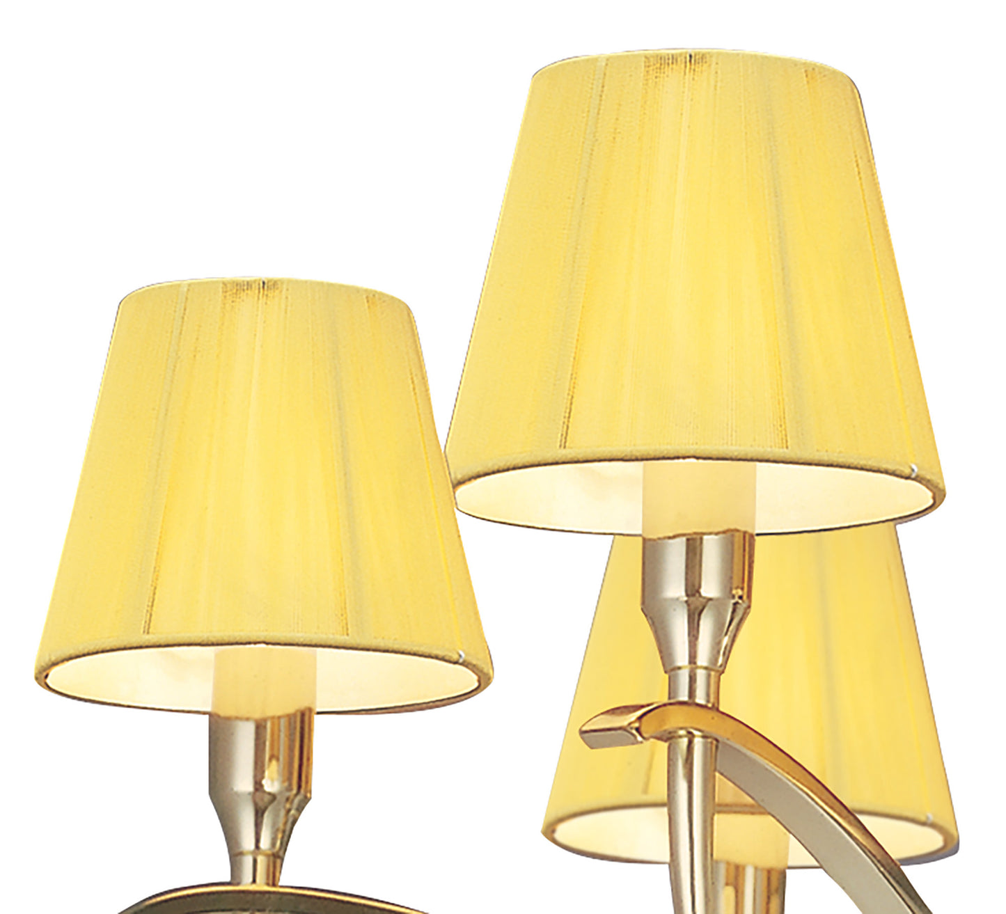 Siena Semi Flush Round 6 Light E14, Polished Brass With Amber Cream Shades And Clear Crystal by Mantra