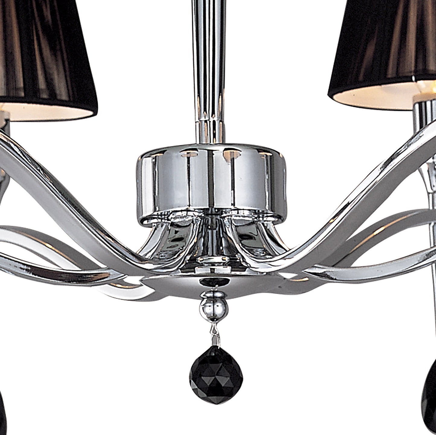 Siena Semi Flush Round 6 Light E14, Polished Chrome With Black Shades And Black Crystal by Mantra