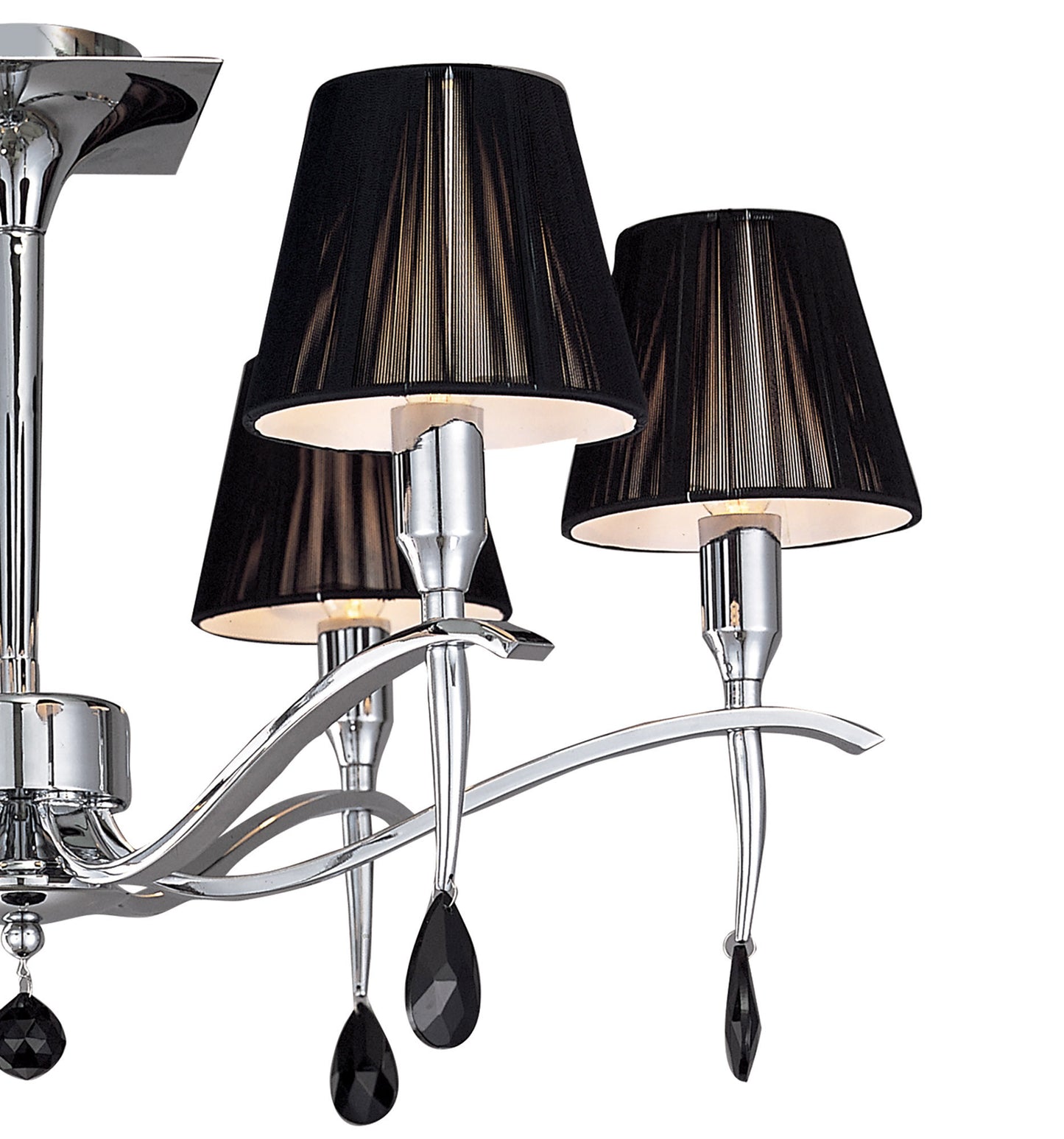 Siena Semi Flush Round 6 Light E14, Polished Chrome With Black Shades And Black Crystal by Mantra