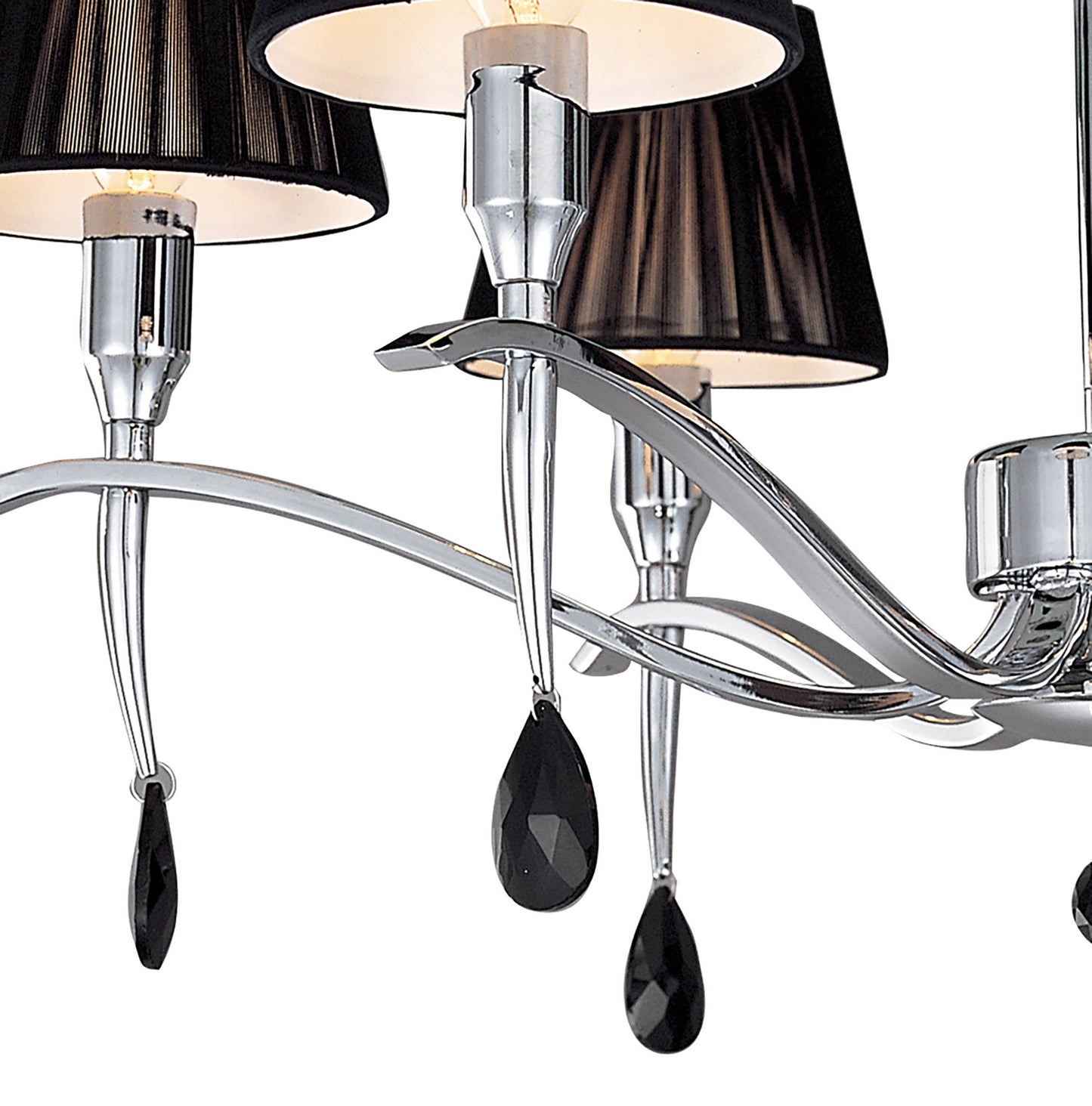 Siena Semi Flush Round 6 Light E14, Polished Chrome With Black Shades And Black Crystal by Mantra