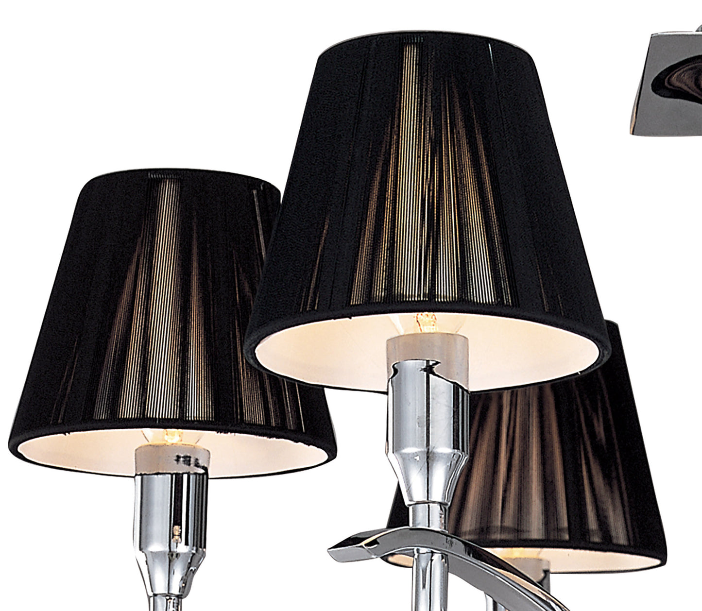 Siena Semi Flush Round 6 Light E14, Polished Chrome With Black Shades And Black Crystal by Mantra