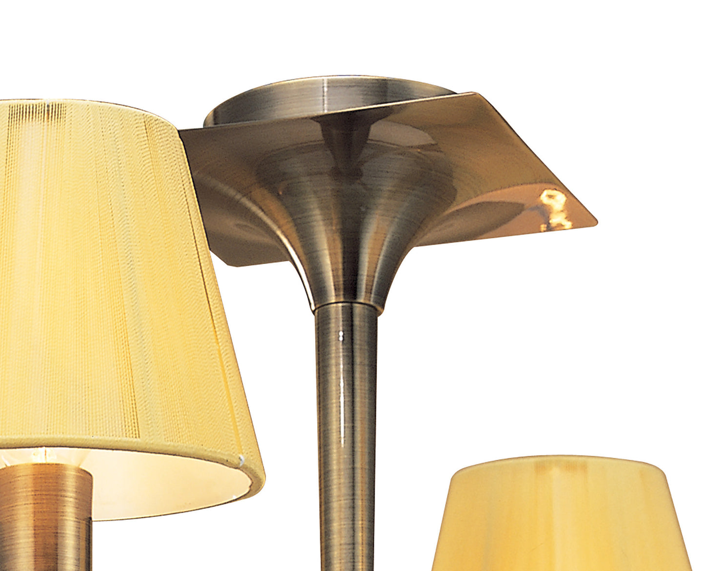 Siena Semi Flush Round 4 Light E14, Antique Brass With Amber Cream Shades And Amber Crystal by Mantra