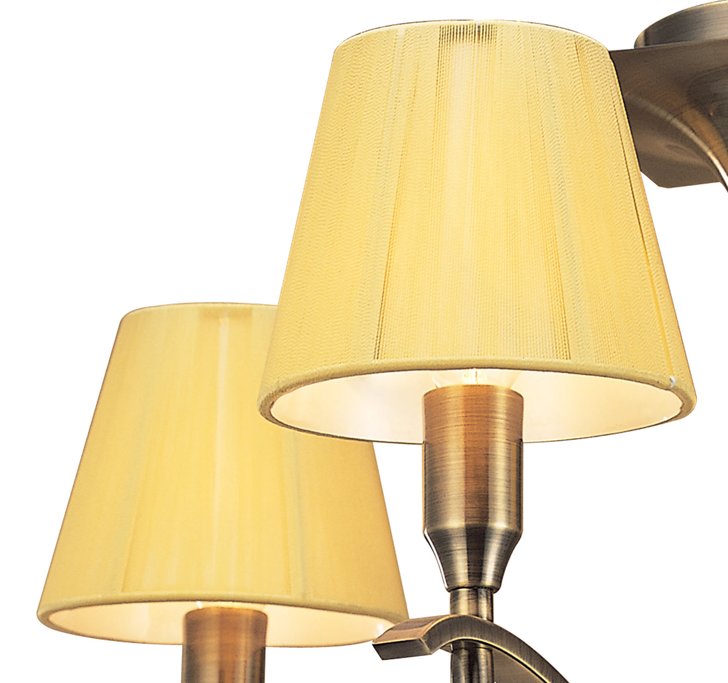 Siena Semi Flush Round 4 Light E14, Antique Brass With Amber Cream Shades And Amber Crystal by Mantra