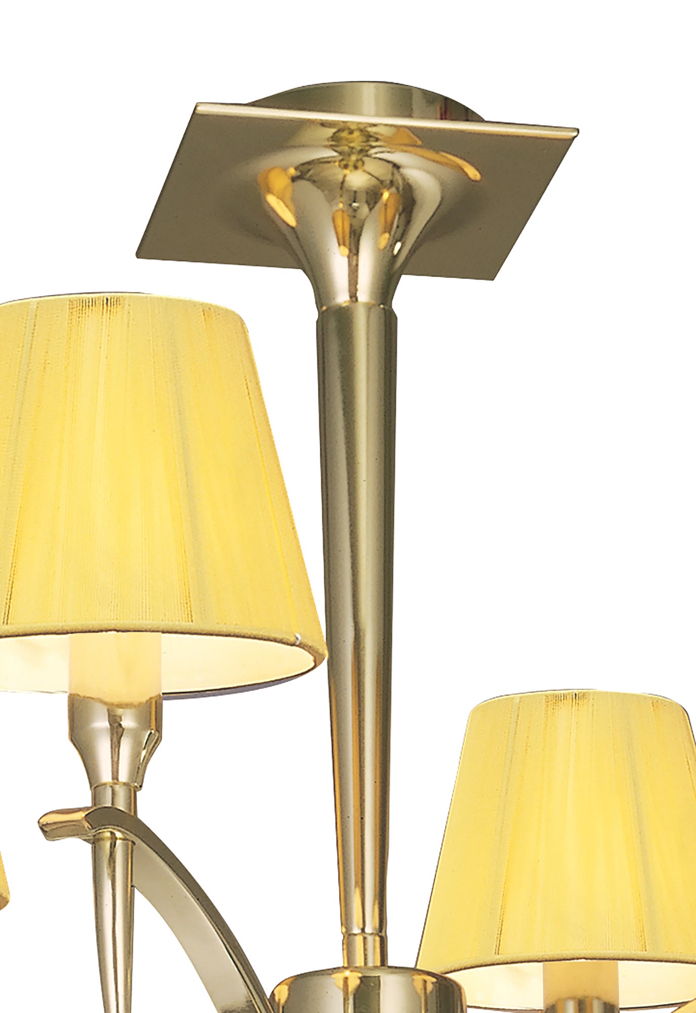 Siena Semi Flush Round 4 Light E14, Polished Brass With Amber Cream Shades And Clear Crystal by Mantra