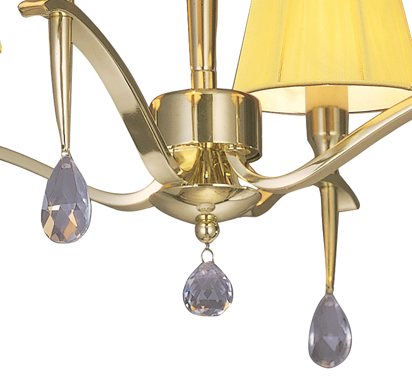 Siena Semi Flush Round 4 Light E14, Polished Brass With Amber Cream Shades And Clear Crystal by Mantra