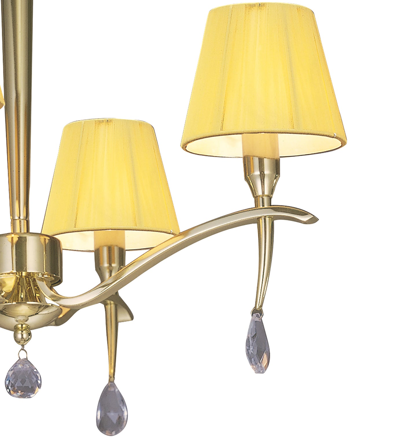 Siena Semi Flush Round 4 Light E14, Polished Brass With Amber Cream Shades And Clear Crystal by Mantra