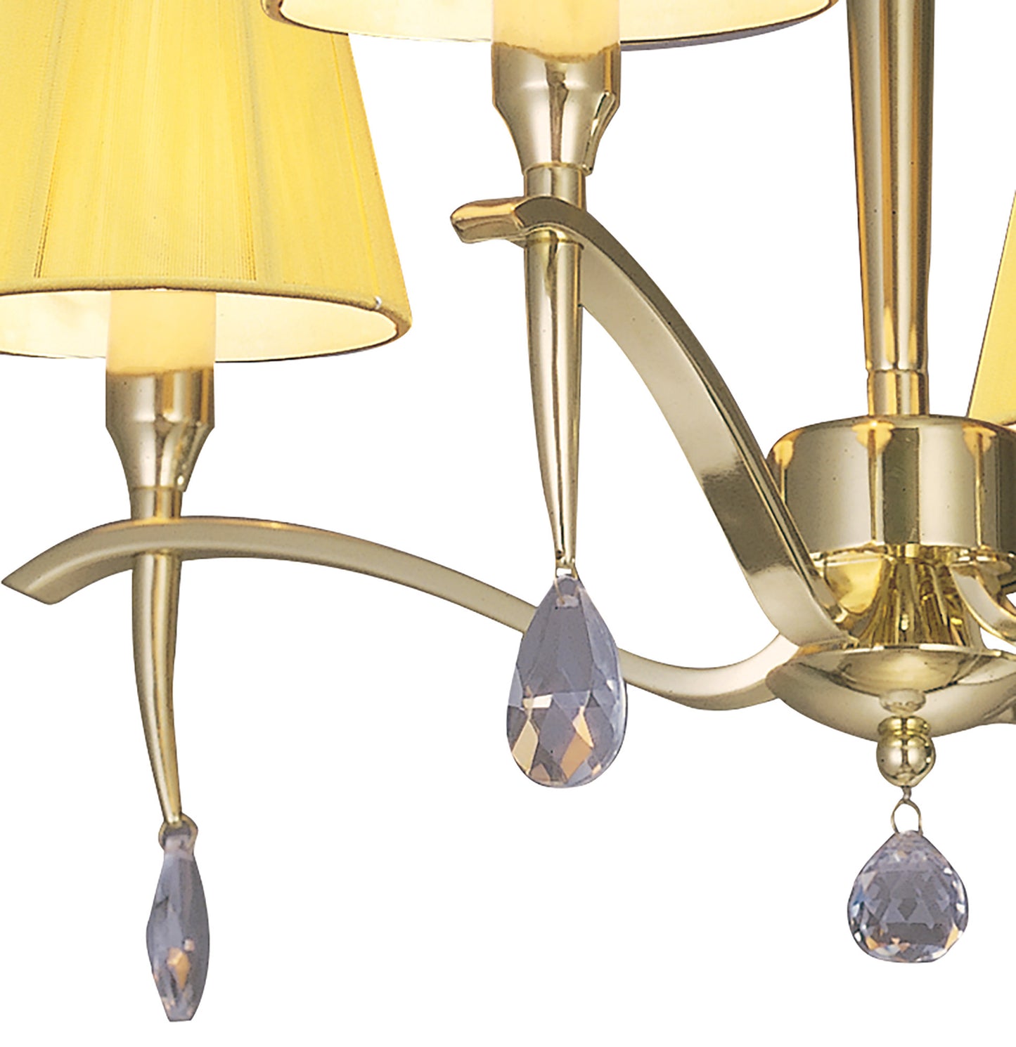 Siena Semi Flush Round 4 Light E14, Polished Brass With Amber Cream Shades And Clear Crystal by Mantra