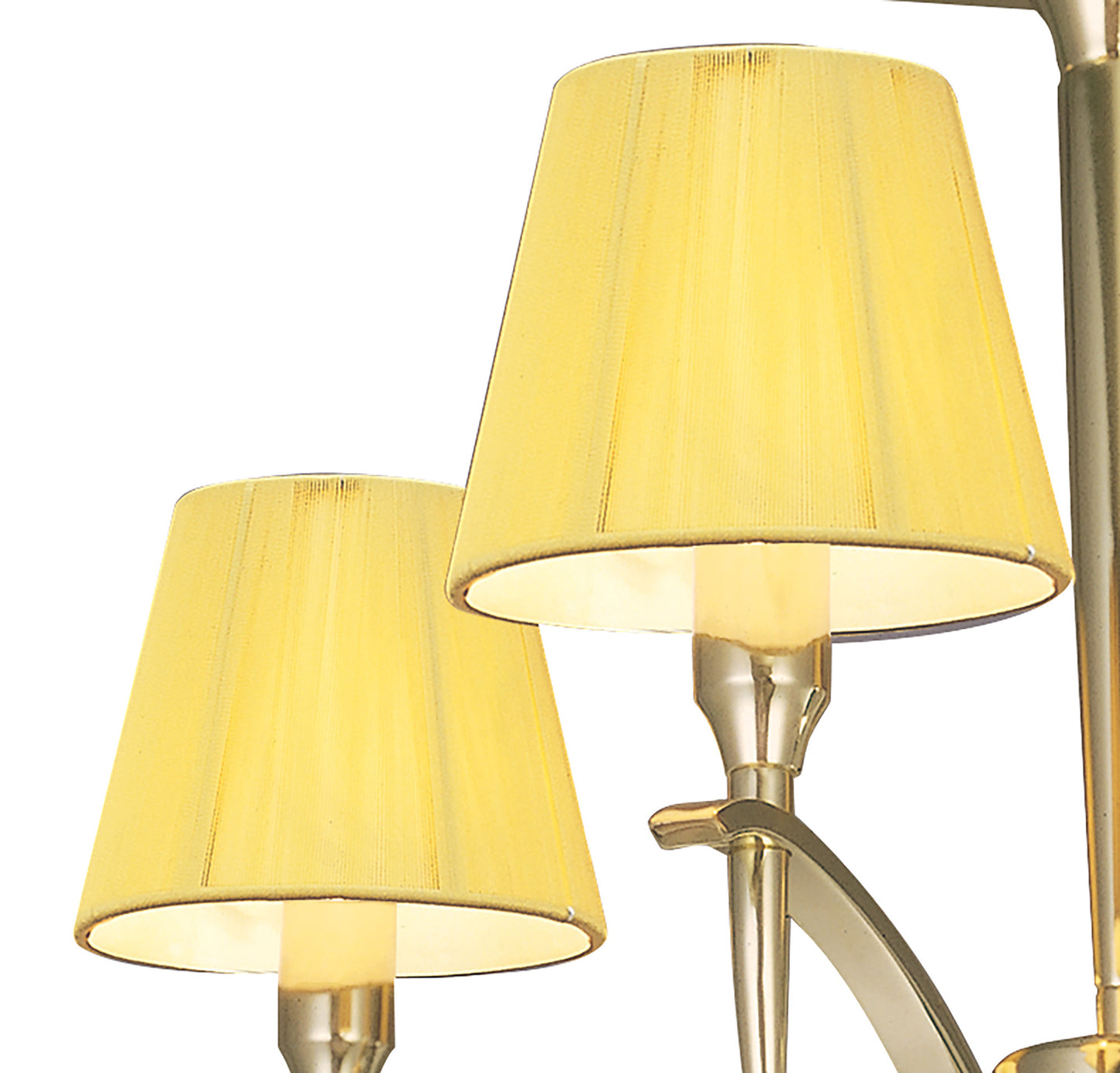 Siena Semi Flush Round 4 Light E14, Polished Brass With Amber Cream Shades And Clear Crystal by Mantra