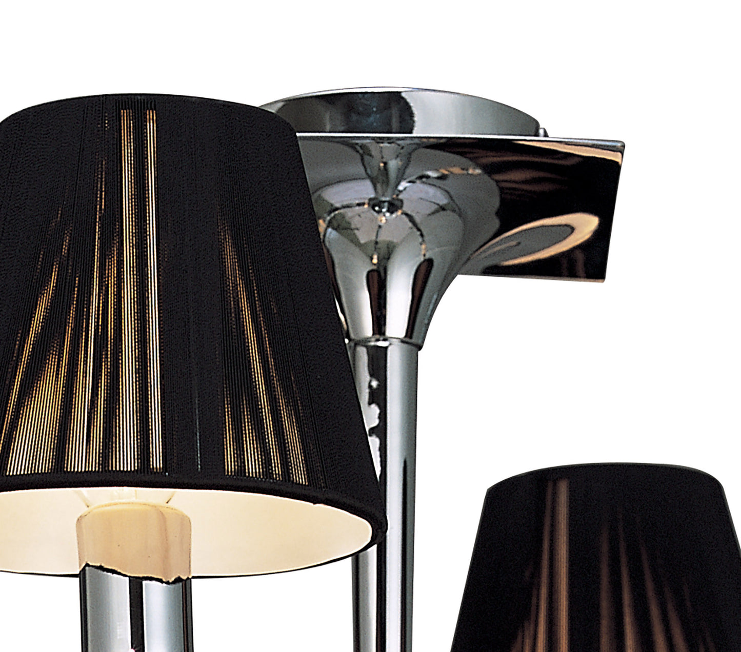 Siena Semi Flush Round 4 Light E14, Polished Chrome With Black Shades And Black Crystal by Mantra