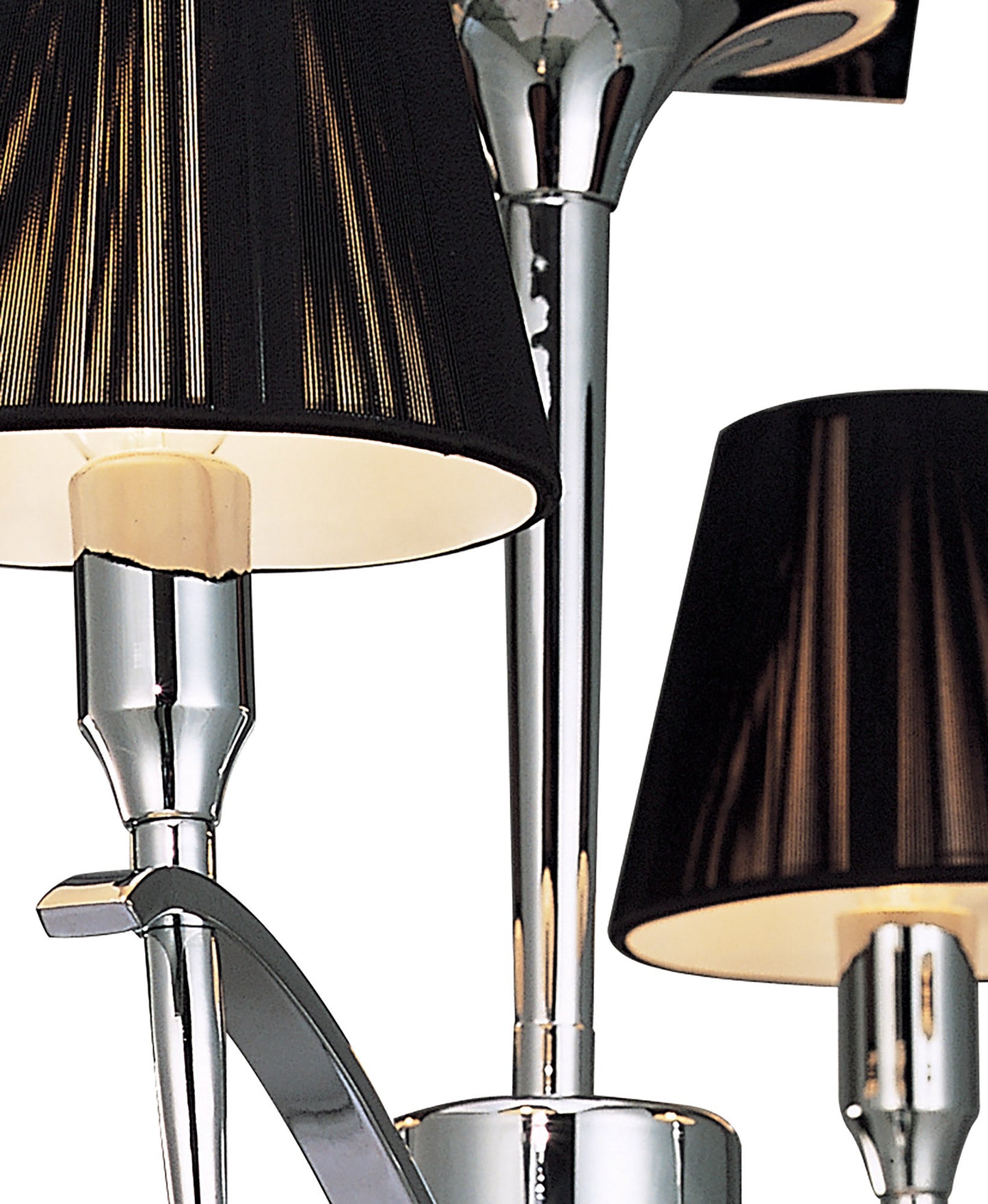 Siena Semi Flush Round 4 Light E14, Polished Chrome With Black Shades And Black Crystal by Mantra