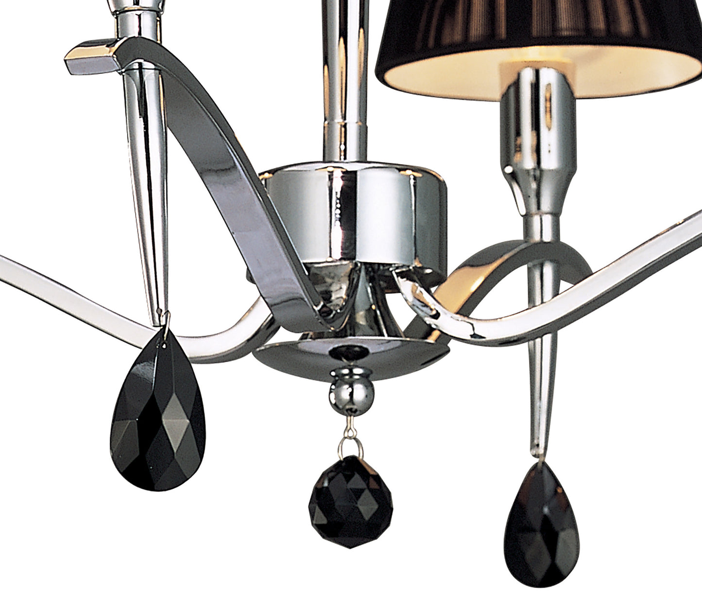 Siena Semi Flush Round 4 Light E14, Polished Chrome With Black Shades And Black Crystal by Mantra