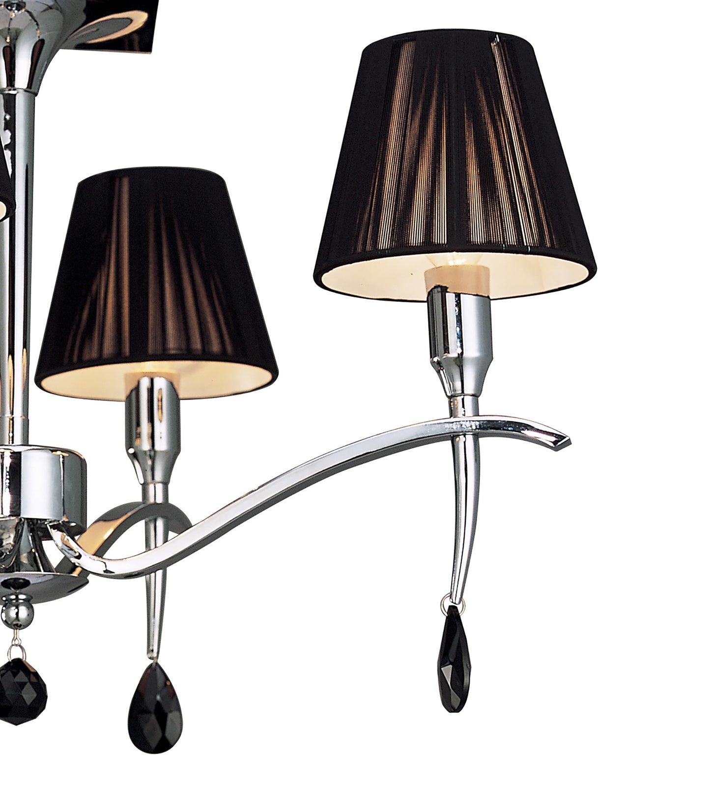 Siena Semi Flush Round 4 Light E14, Polished Chrome With Black Shades And Black Crystal by Mantra