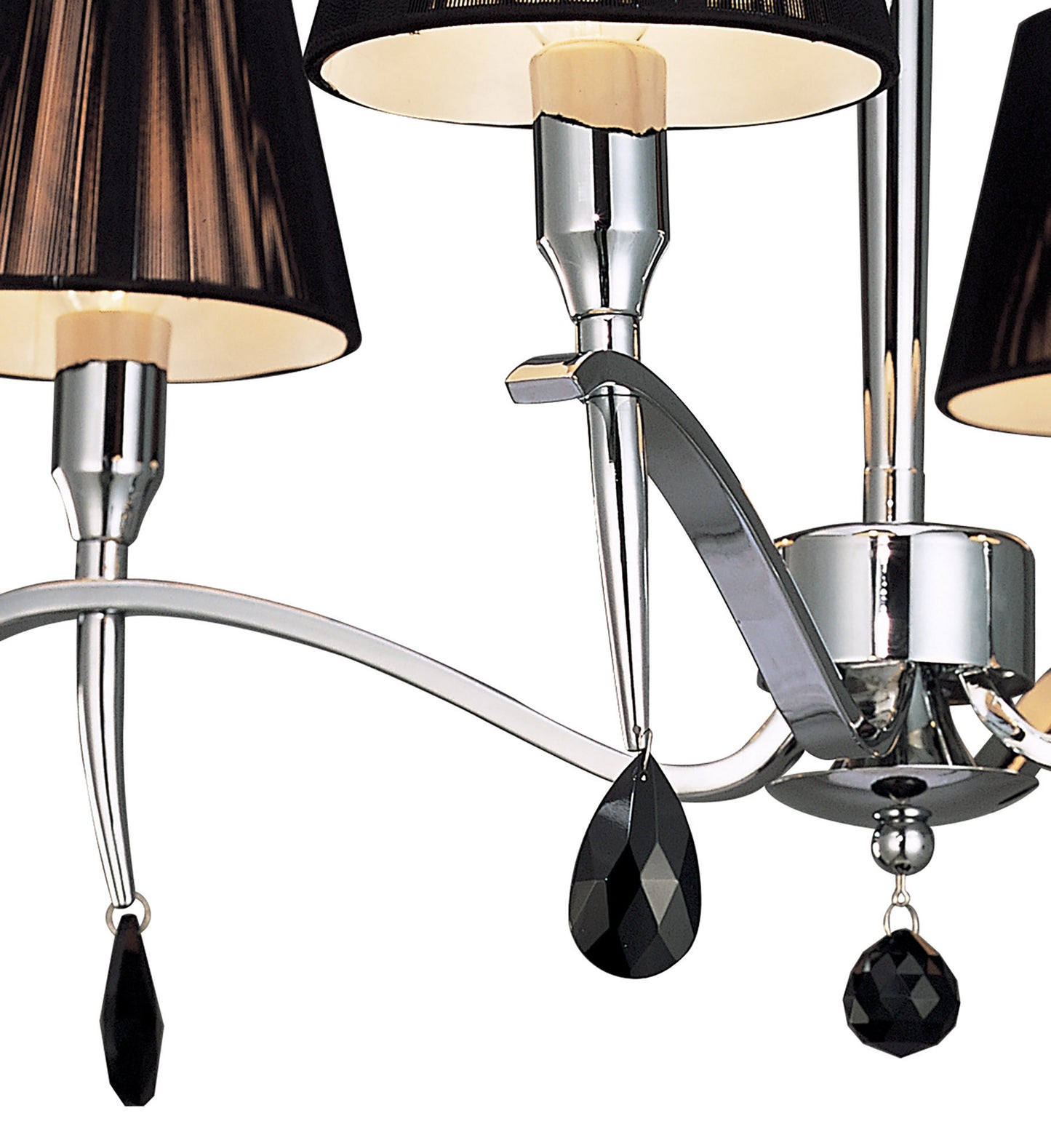 Siena Semi Flush Round 4 Light E14, Polished Chrome With Black Shades And Black Crystal by Mantra