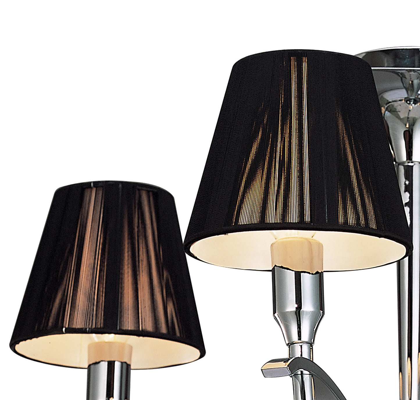 Siena Semi Flush Round 4 Light E14, Polished Chrome With Black Shades And Black Crystal by Mantra