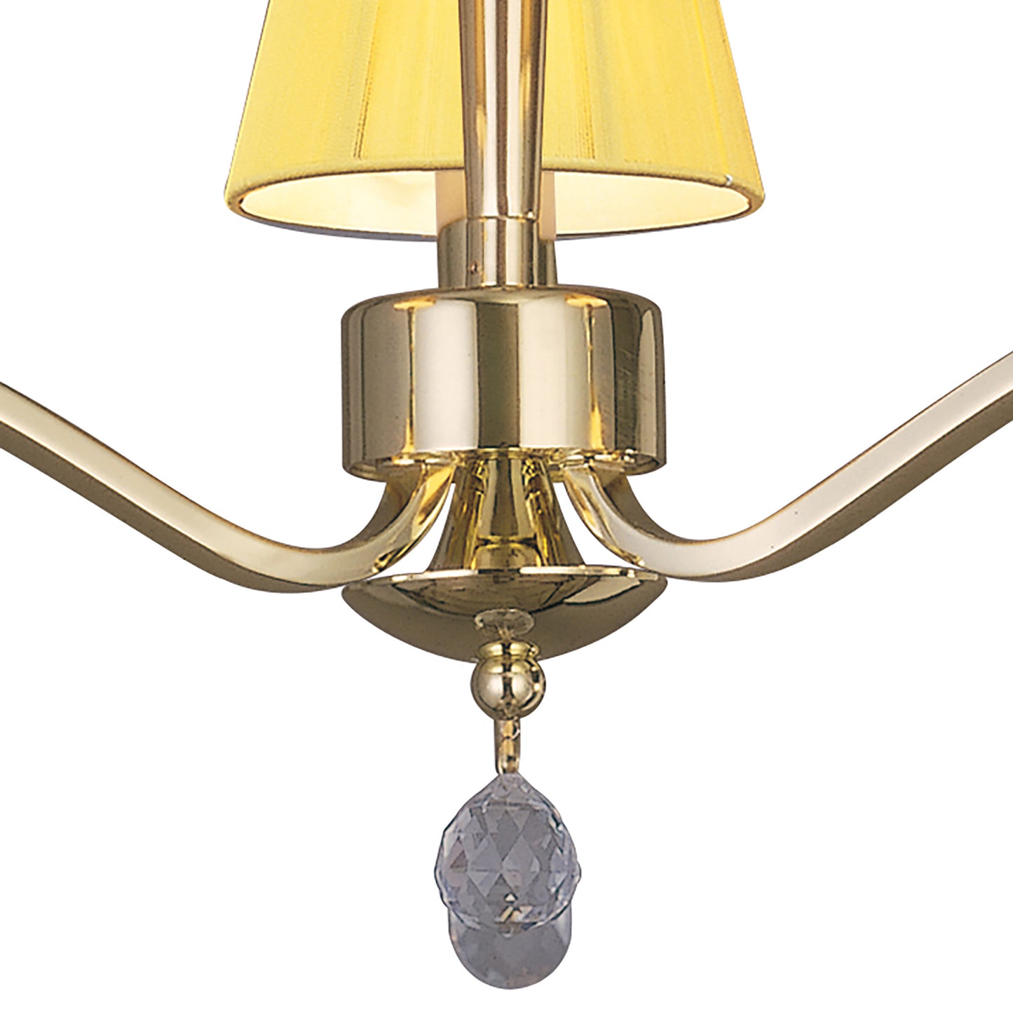 Siena Semi Flush Round 3 Light E14, Polished Brass With Amber Cream Shades And Clear Crystal by Mantra