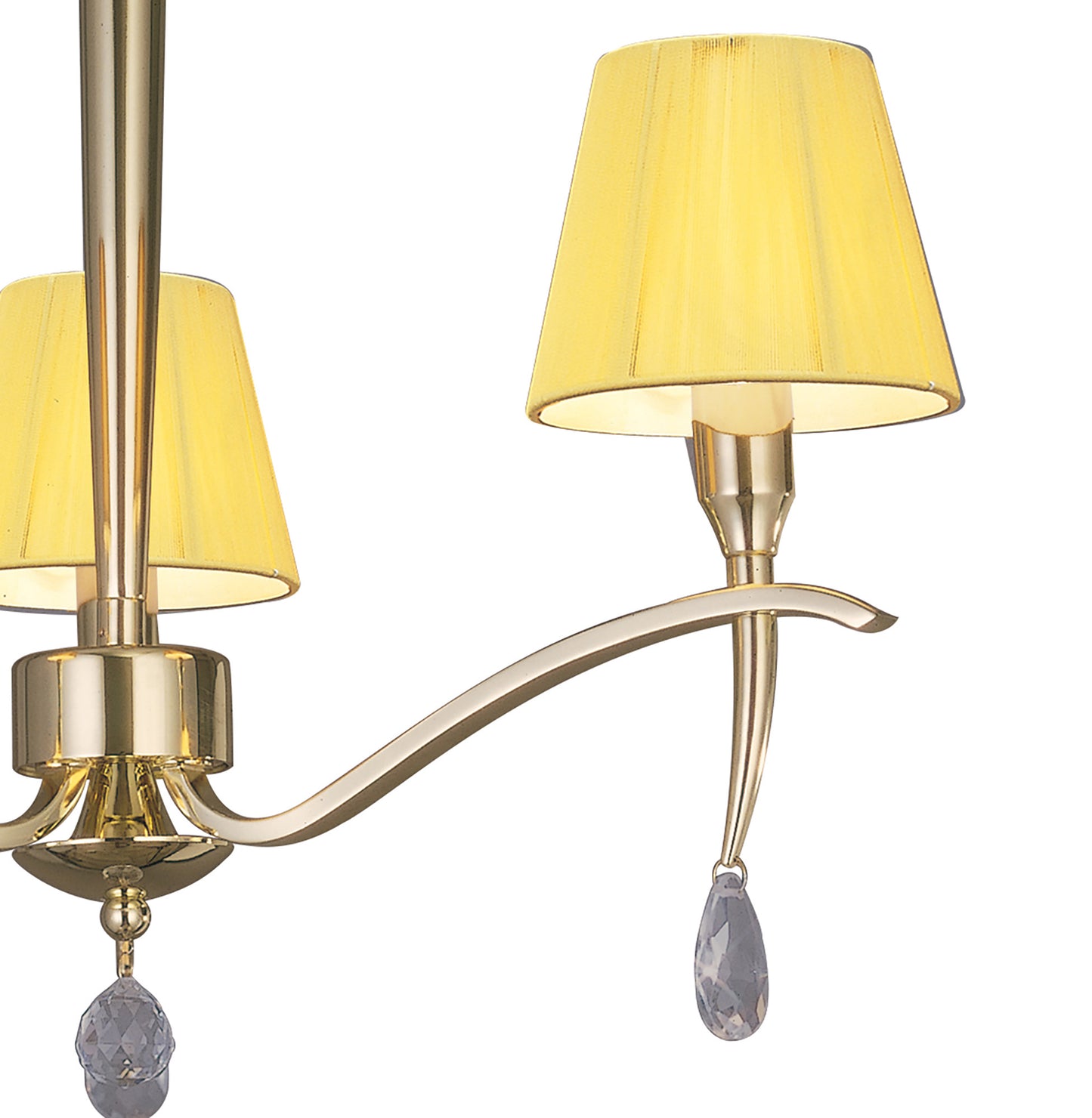 Siena Semi Flush Round 3 Light E14, Polished Brass With Amber Cream Shades And Clear Crystal by Mantra