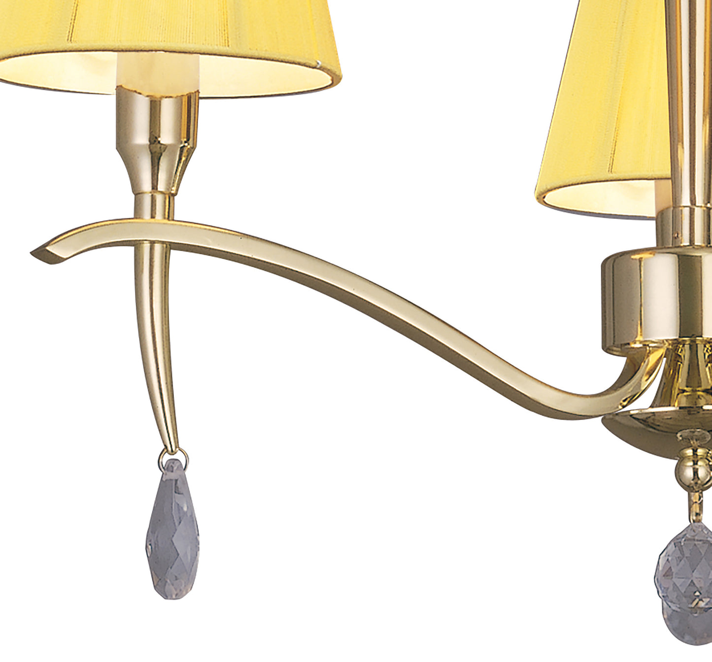 Siena Semi Flush Round 3 Light E14, Polished Brass With Amber Cream Shades And Clear Crystal by Mantra