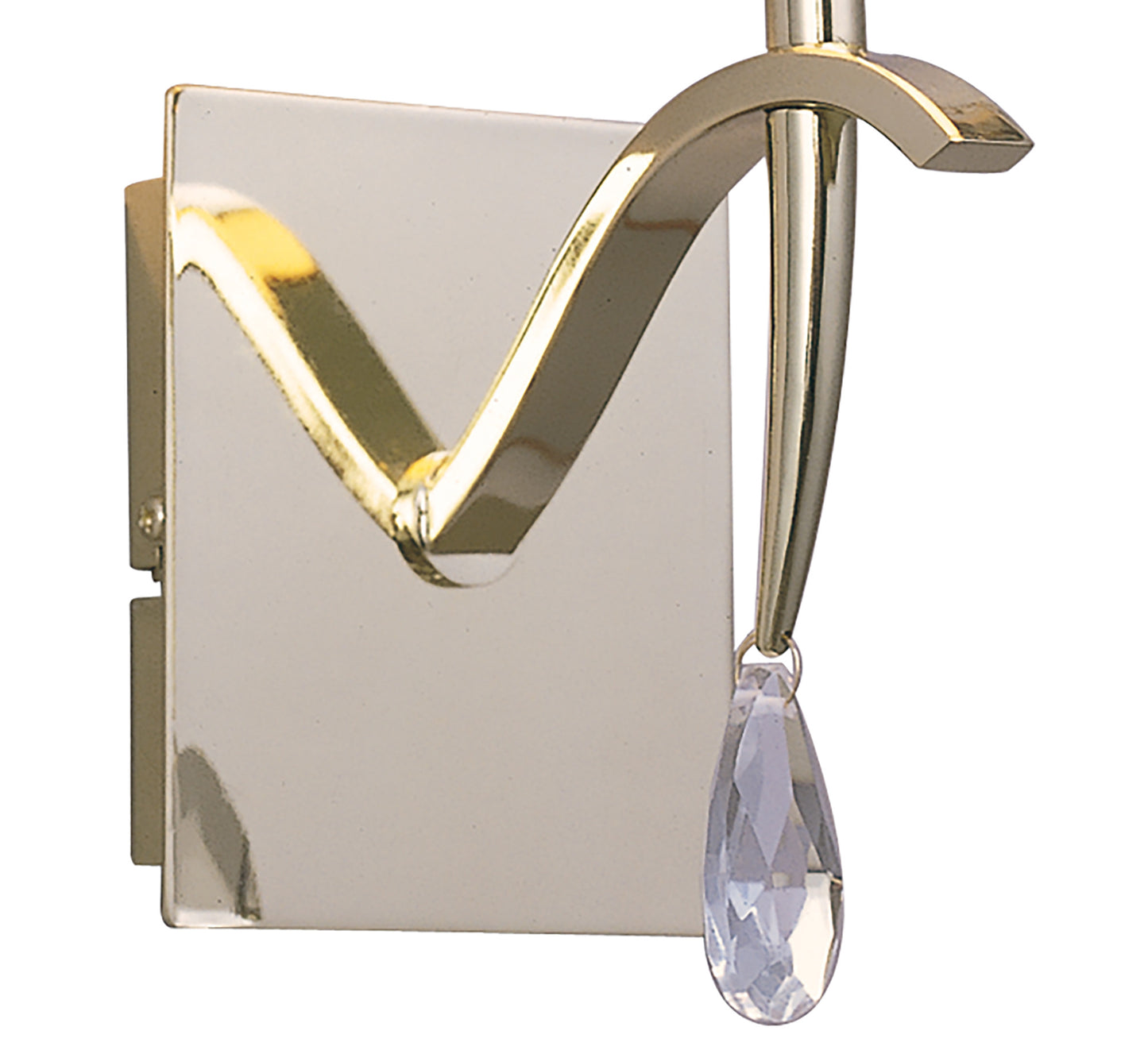 Siena Wall Lamp Switched 1 Light E14, Polished Brass With Amber Cream Shade And Clear Crystal by Mantra