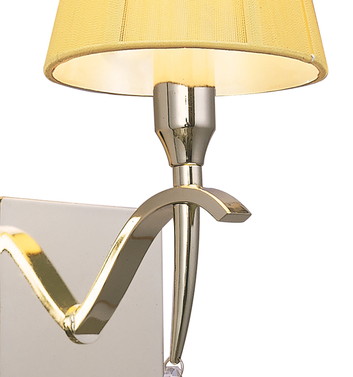 Siena Wall Lamp Switched 1 Light E14, Polished Brass With Amber Cream Shade And Clear Crystal by Mantra