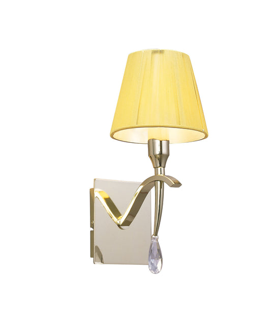 Siena Wall Lamp Switched 1 Light E14, Polished Brass With Amber Cream Shade And Clear Crystal by Mantra