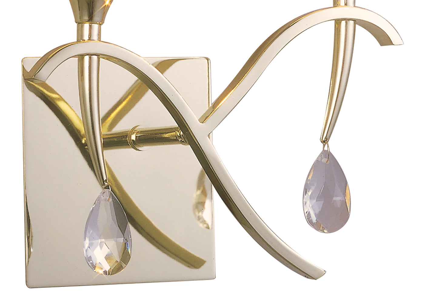 Siena Wall Lamp Switched 2 Light E14, Polished Brass With Amber Cream Shades And Clear Crystal by Mantra