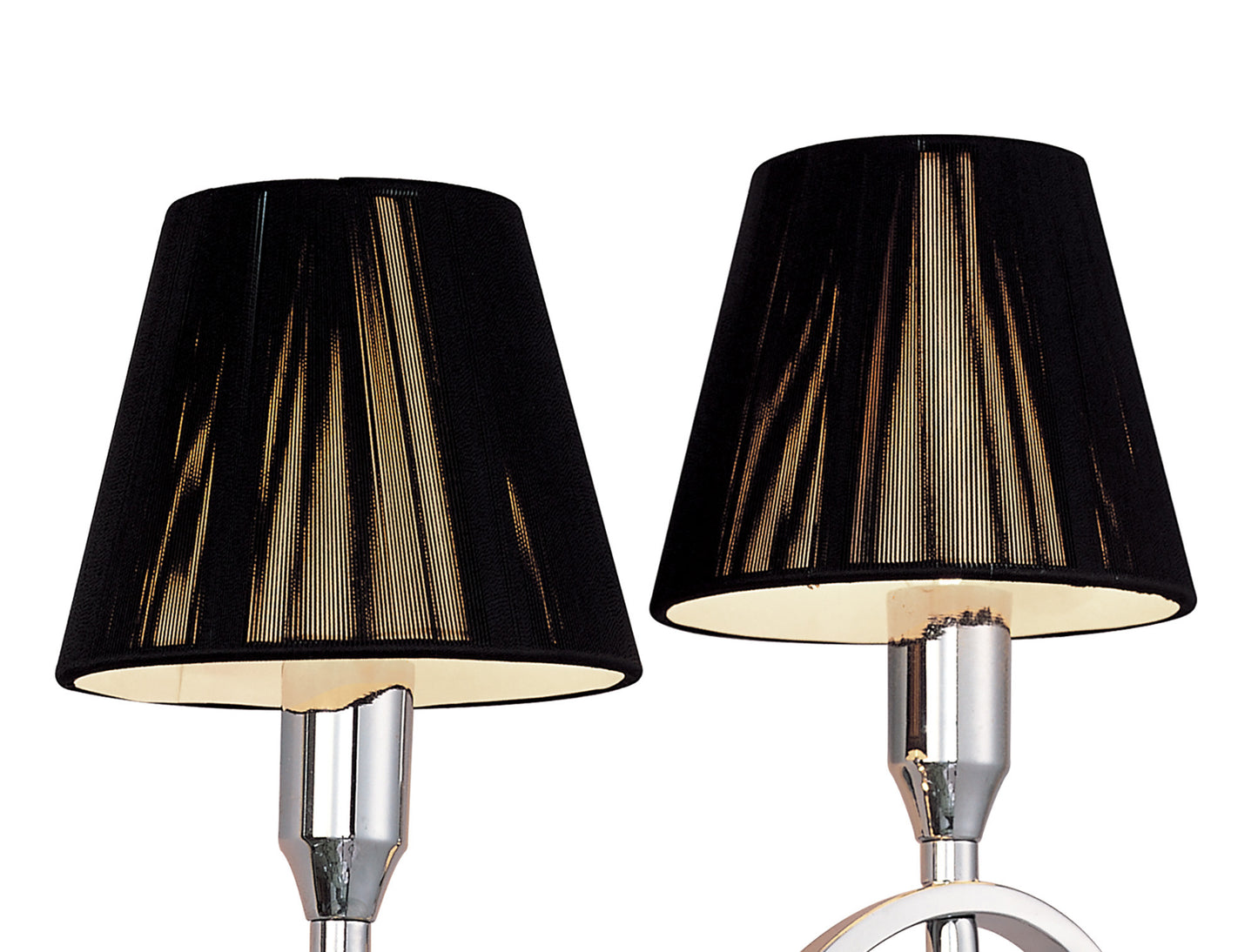 Siena Wall Lamp Switched 2 Light E14, Polished Chrome With Black Shades And Black Crystal by Mantra