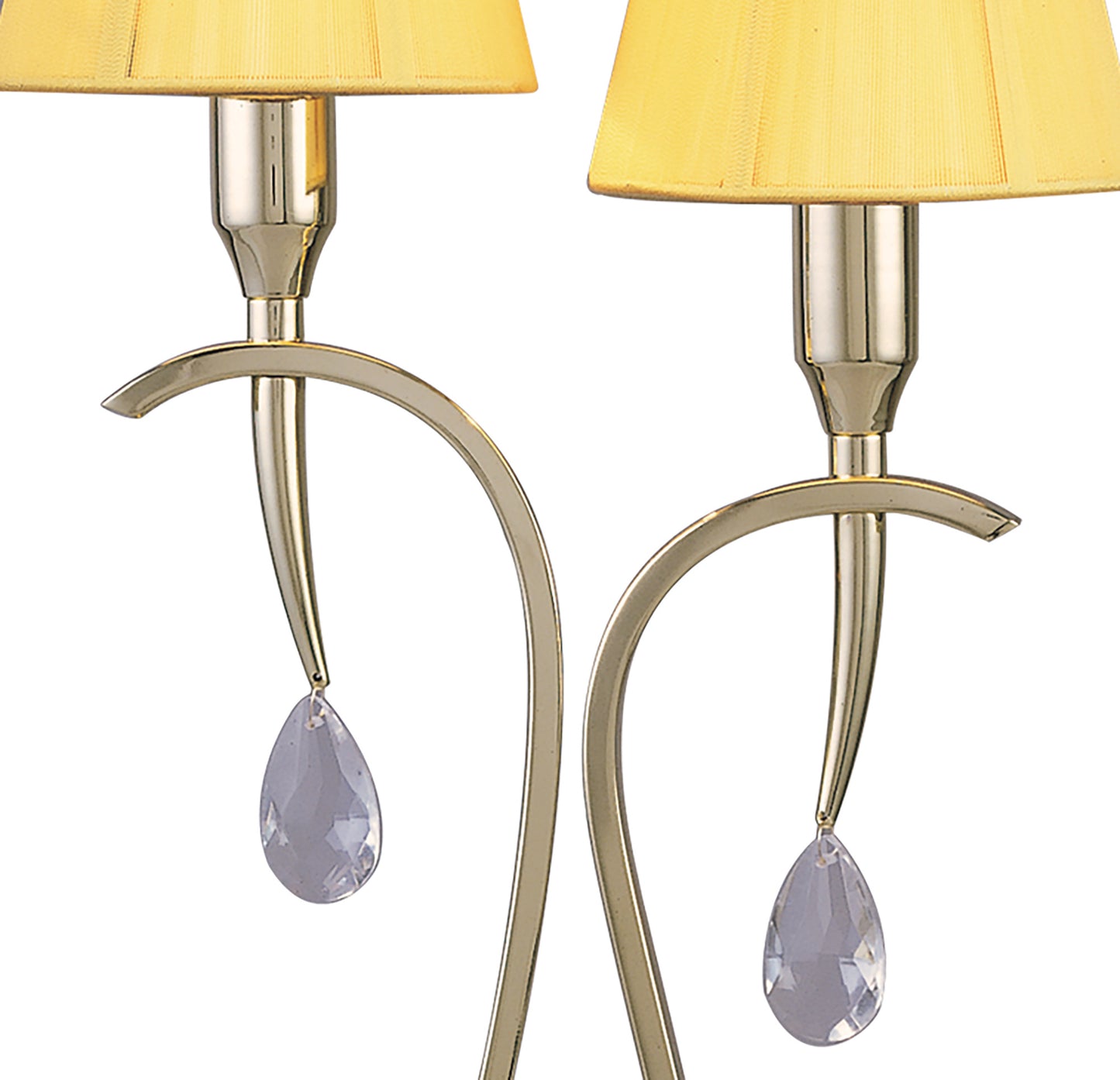 Siena Table Lamp 2 Light E14, Polished Brass With Amber Cream Shades And Clear Crystal by Mantra