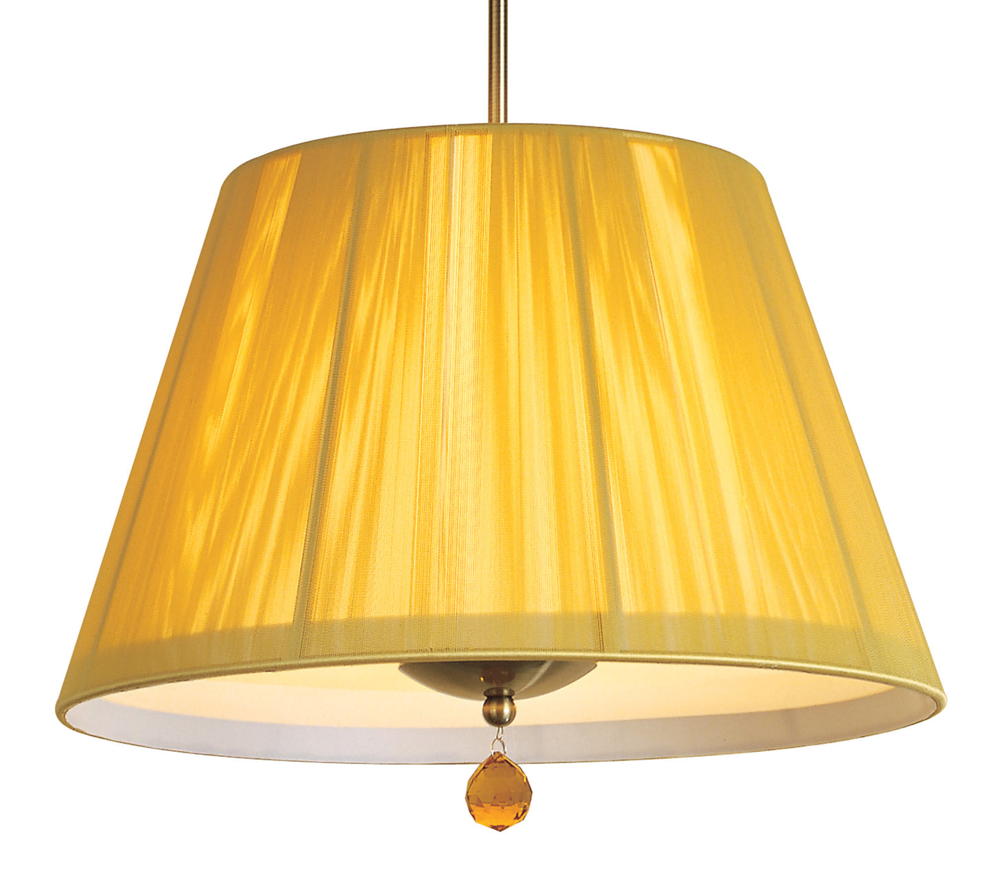 Siena Pendant Round 1 Light E27, Antique Brass With Amber Cream Shade And Amber Crystal by Mantra