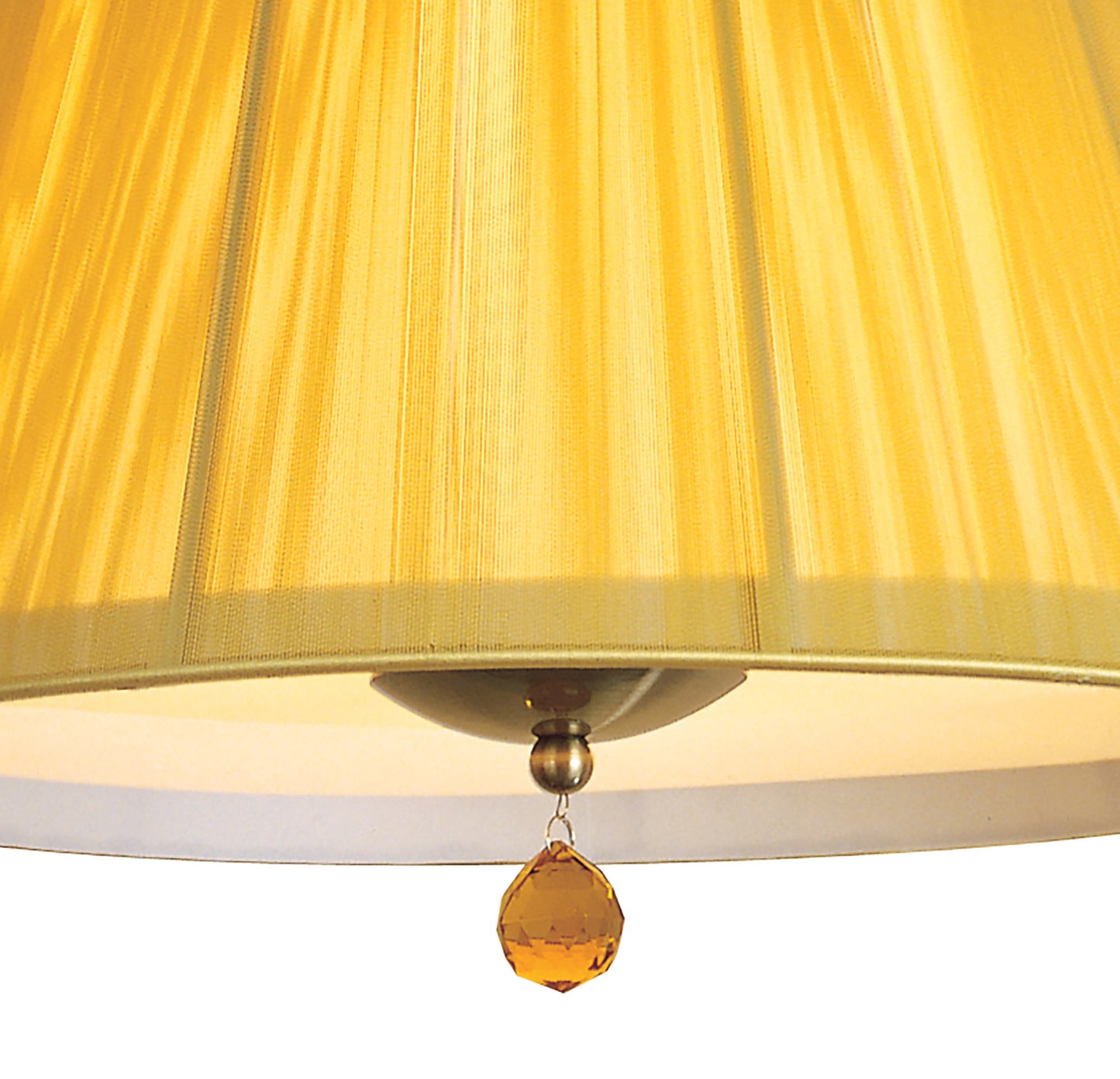 Siena Pendant Round 1 Light E27, Antique Brass With Amber Cream Shade And Amber Crystal by Mantra