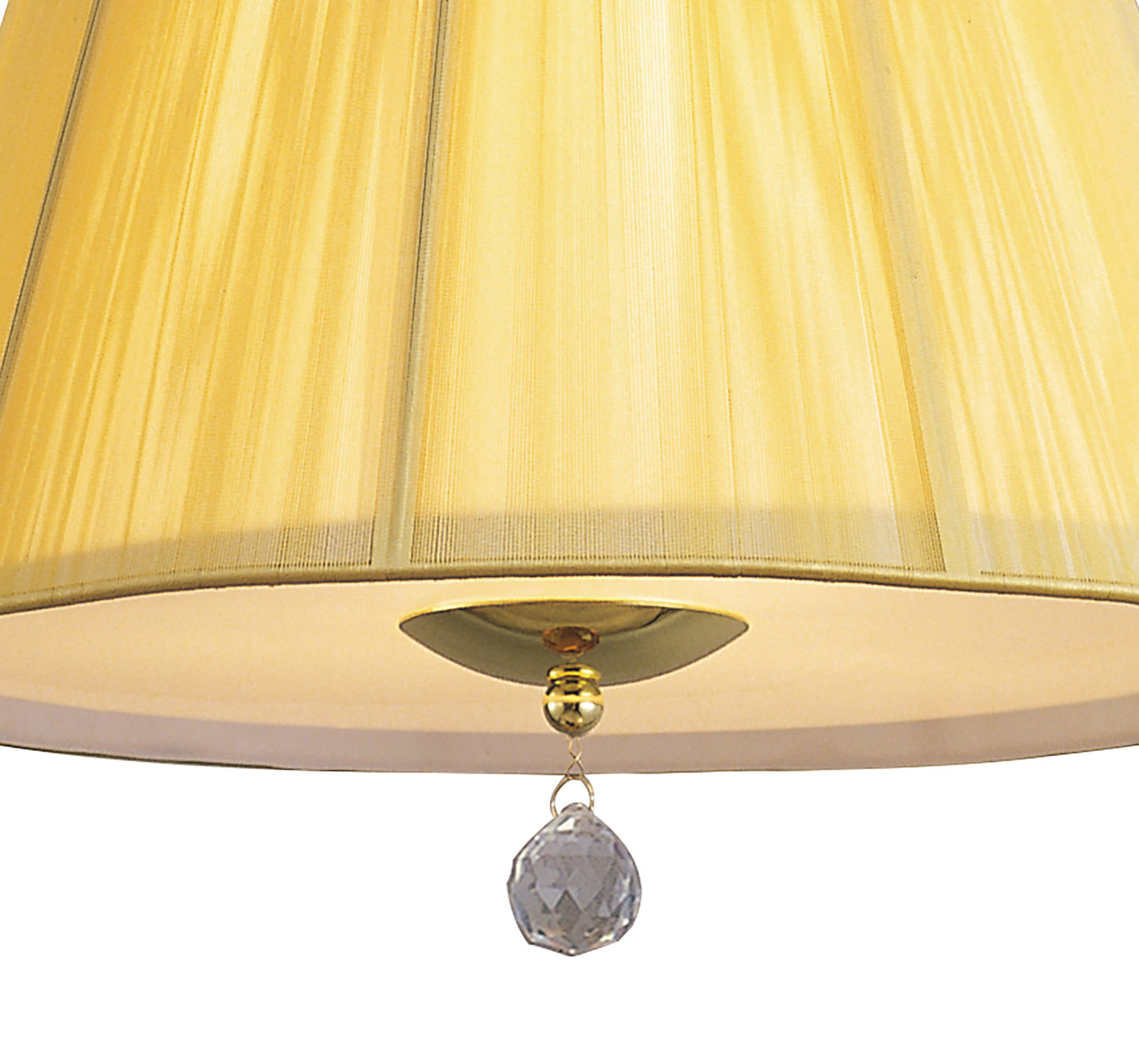 Siena Pendant Round 1 Light E27, Polished Brass With Amber Cream Shade And Clear Crystal by Mantra