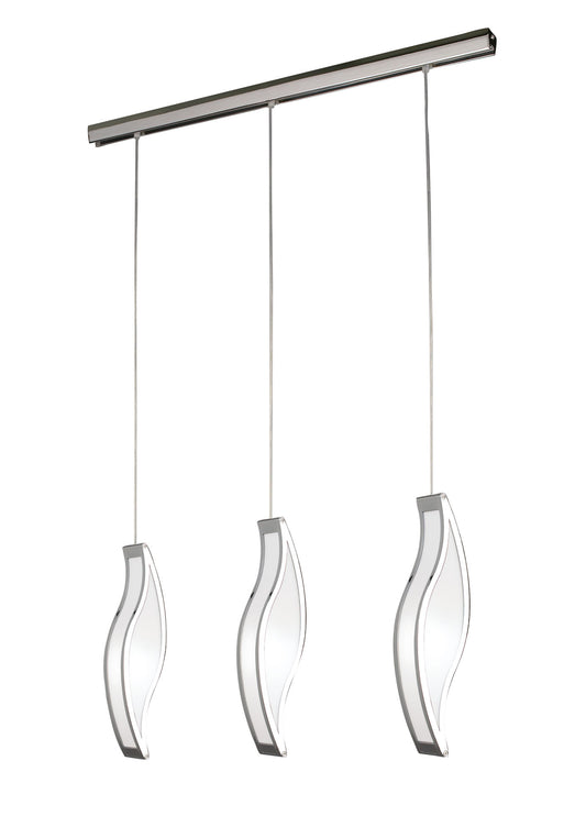 Sintesys Linear Pendant 3 Drop GU10 3 Light Bar Polished Chrome, CFL Lamps INCLUDED by Mantra