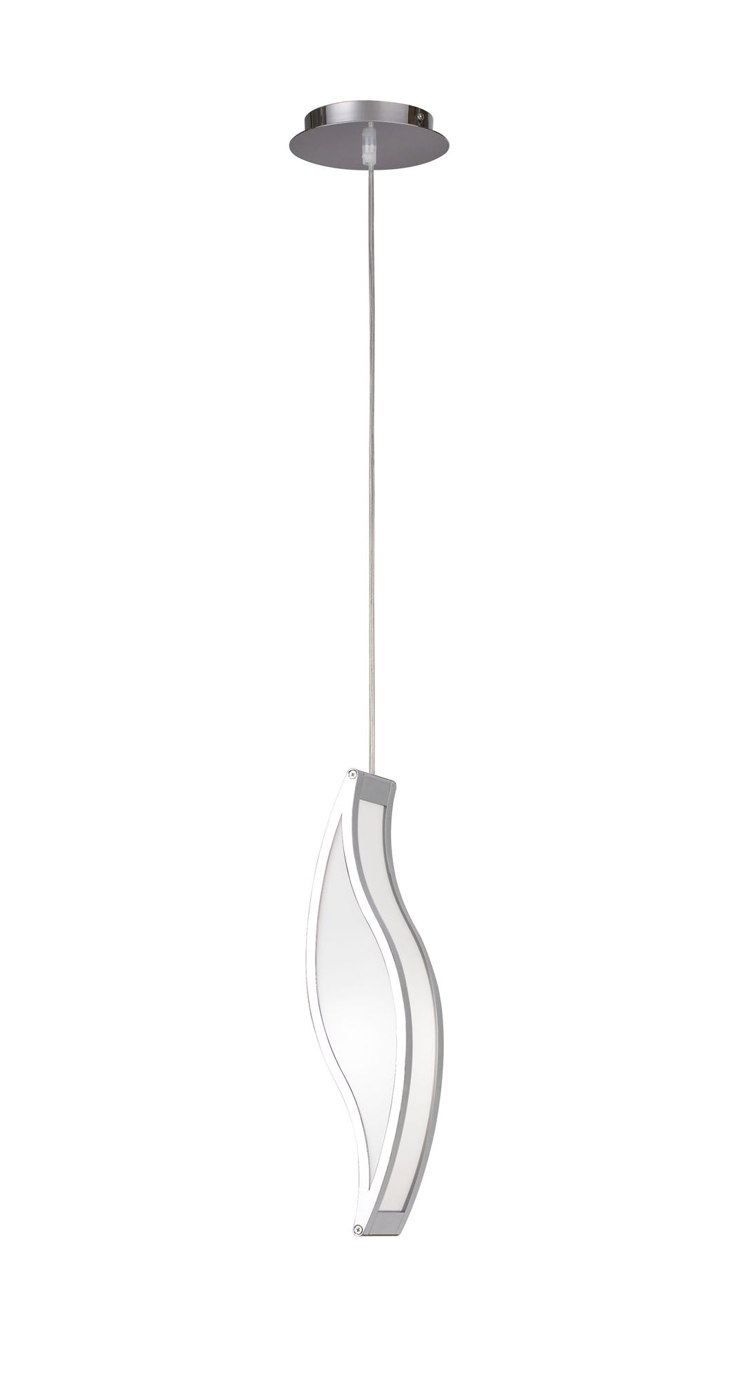 Sintesys Pendant E27 1 Light E27, Polished Chrome/White Acrylic, CFL Lamps INCLUDED by Mantra