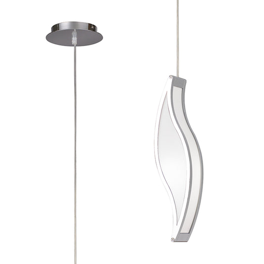 Sintesys Pendant E27 1 Light E27, Polished Chrome/White Acrylic, CFL Lamps INCLUDED by Mantra