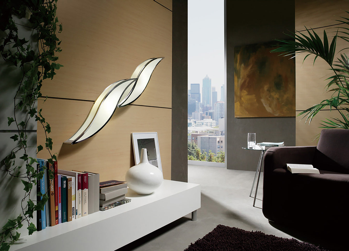 Sintesys Wall Lamp E27 2 Light E27 Large, Polished Chrome/White Acrylic, CFL Lamps INCLUDED by Mantra