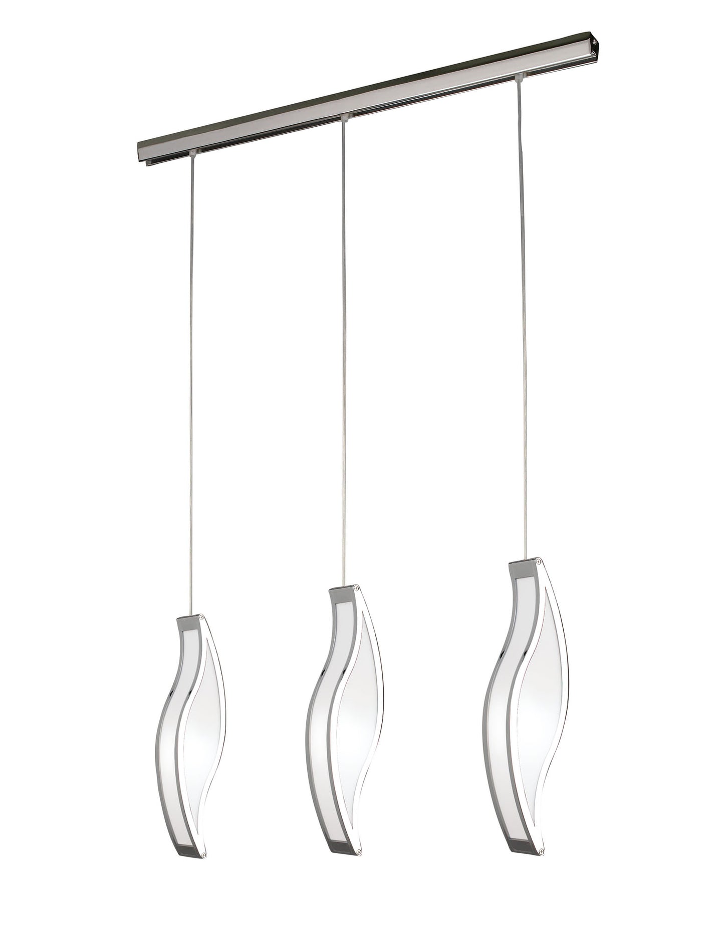 Sintesys Linear Pendant 3 Drop GU10 3 Light Bar Polished Chrome, CFL Lamps INCLUDED by Mantra