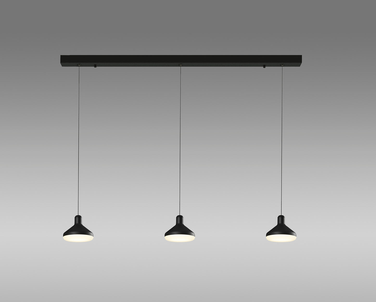 Sirio 3 Light Linear Bar Pendant, 24W LED, 3000K, 1770lm, Black, 3yrs Warranty by Mantra