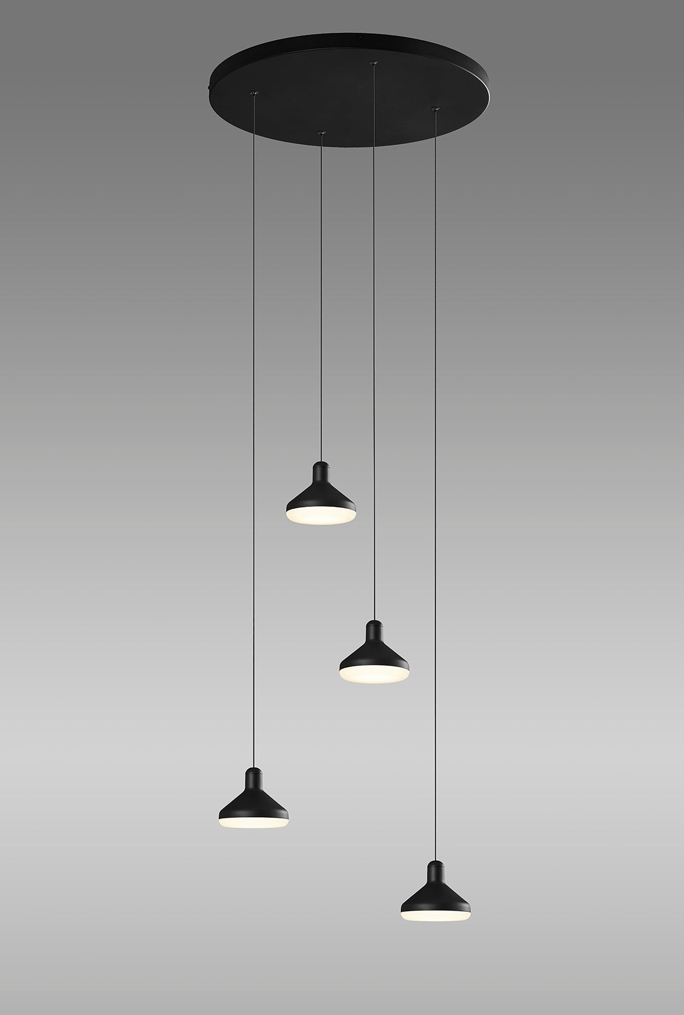 Sirio 4 Light Round Pendant, 32W LED, 3000K, 2360lm, Black, 3yrs Warranty by Mantra