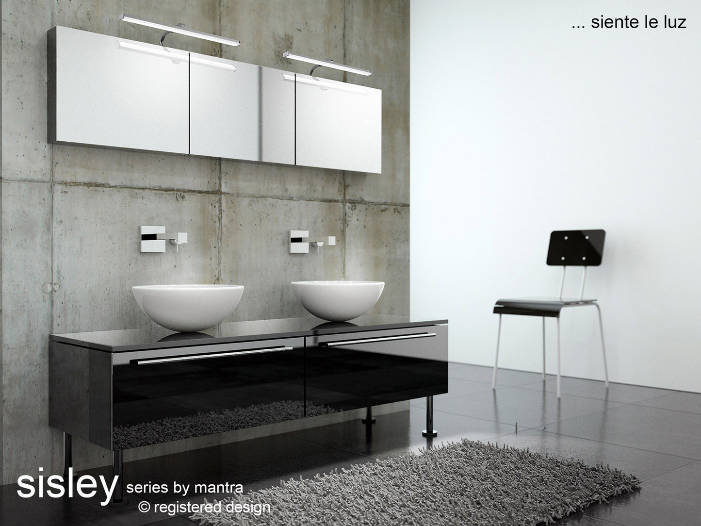 Sisley Wall Lamp 10W LED Big Double IP44 4000K, 850lm, Silver / Frosted Acrylic / Polished Chrome, 3yrs Warranty by Mantra