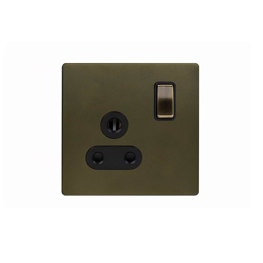 The Eton Collection Bronze 5 Amp Socket with Switch Black Ins Screwless