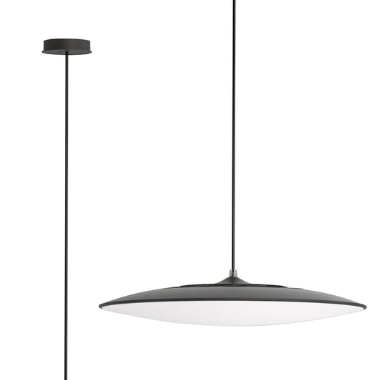 Slim LED Pendant 46cm Round 50W LED, 3000K, 4250lm, Black, 3yrs Warranty by Mantra