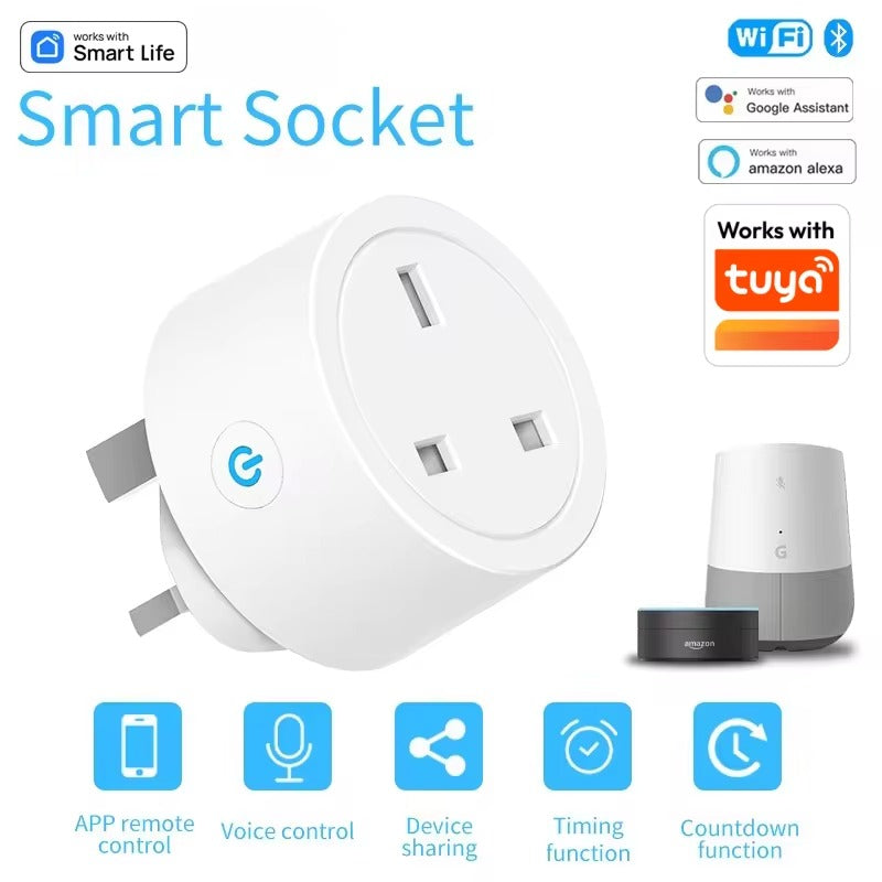 Tuya Smart Wifi Plug. Alexa, Google Assistant, Smart Life, Tuya Compatible
