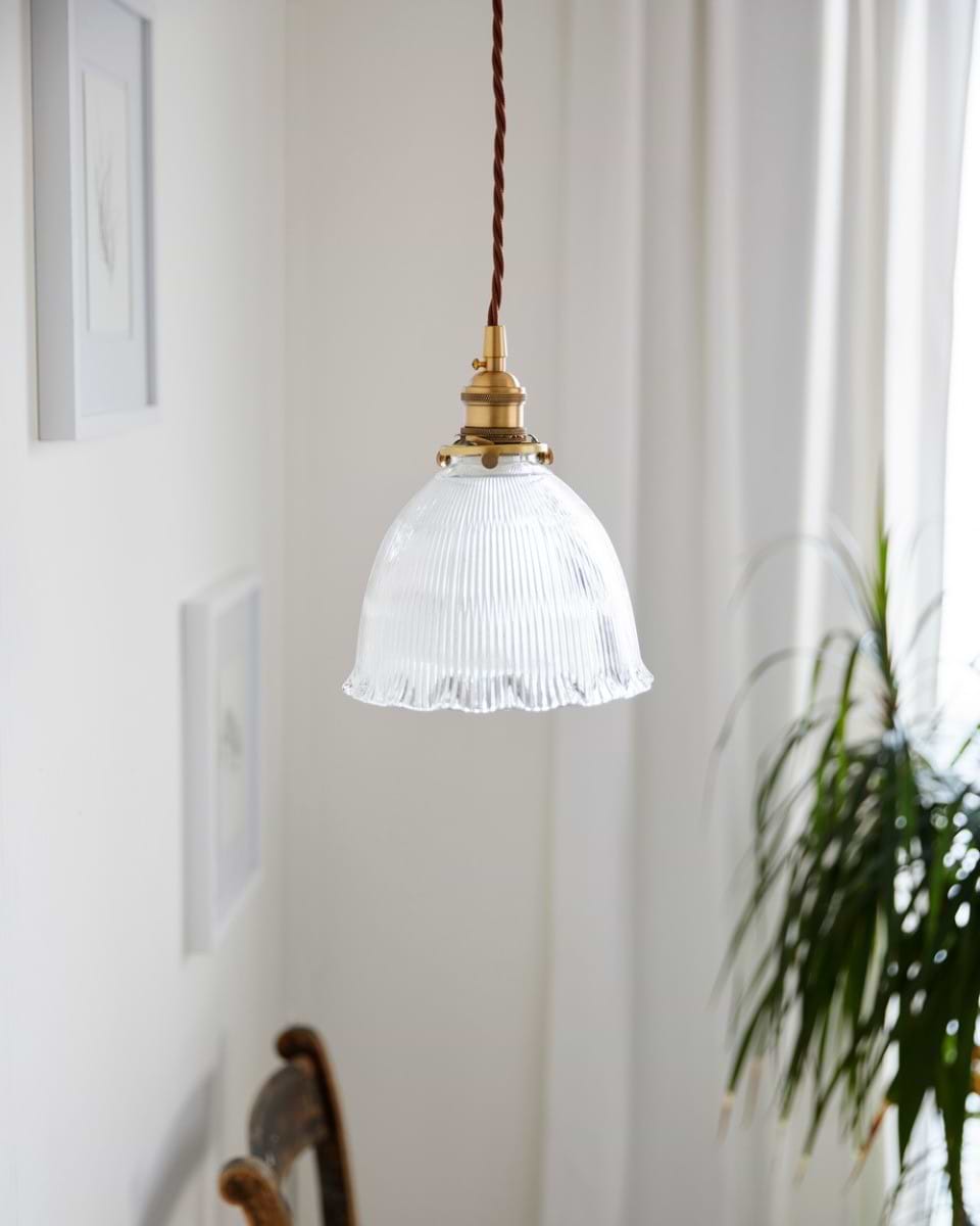 Soho Lighting D'Arblay Lacquered Antique Brass Scalloped Prismatic Glass Dome Pendant Light