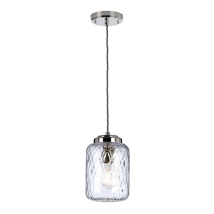 Sola 1 Light Pendant - Polished Nickel, Clear Glass