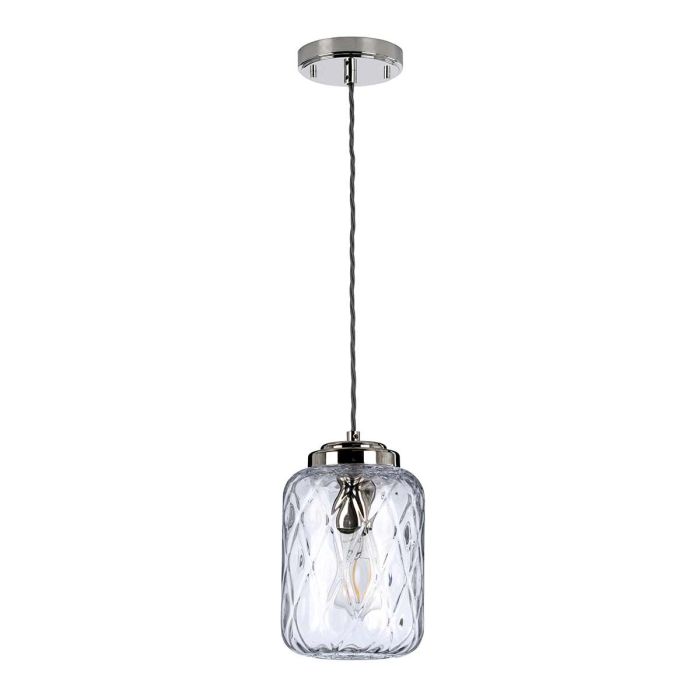 Sola 1 Light Pendant - Polished Nickel, Clear Glass