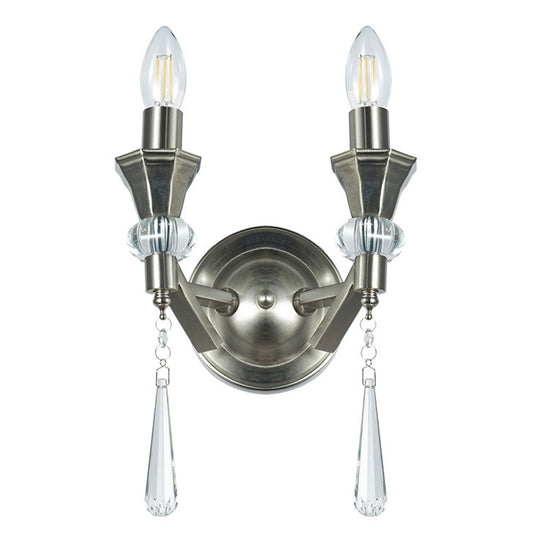 Sophia 2 Light Crystal Wall Light Satin Chrome